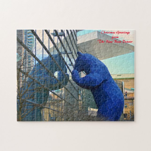 Quebra-cabeça Monumento Urso Azul Denver.Cumprimentos de Natal (Horizontal)