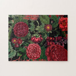 Quebra-cabeça Moody Florals Black & Burgundy Vintage