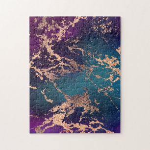 Quebra-cabeça Moody Marble Rosa de Teto Roxo Profundo Dourado
