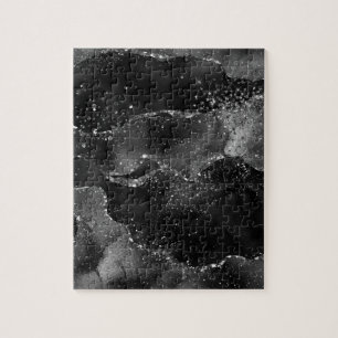 Quebra-cabeça Moody Onyx Agate Gótico Elegante Black Silver G