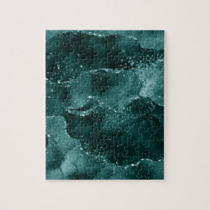 Quebra-cabeça Moody Teal Agate Gorgee Rich Jewel Tone Green