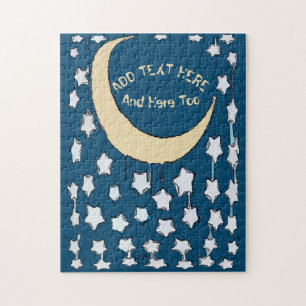 Quebra-cabeça Moon e Estrelas Cresent, adicione texto Quebra-cab