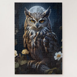 Quebra-cabeça Moonlight Owl vigiando a escuridão