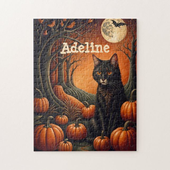 Quebra-cabeça Moonlight Pumpkin Patch Personalizado Halloween (Vertical)