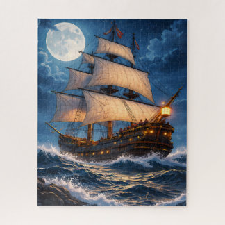 Quebra-cabeça Moonlight Ship Puzzle – Ocean Night Jigsaw