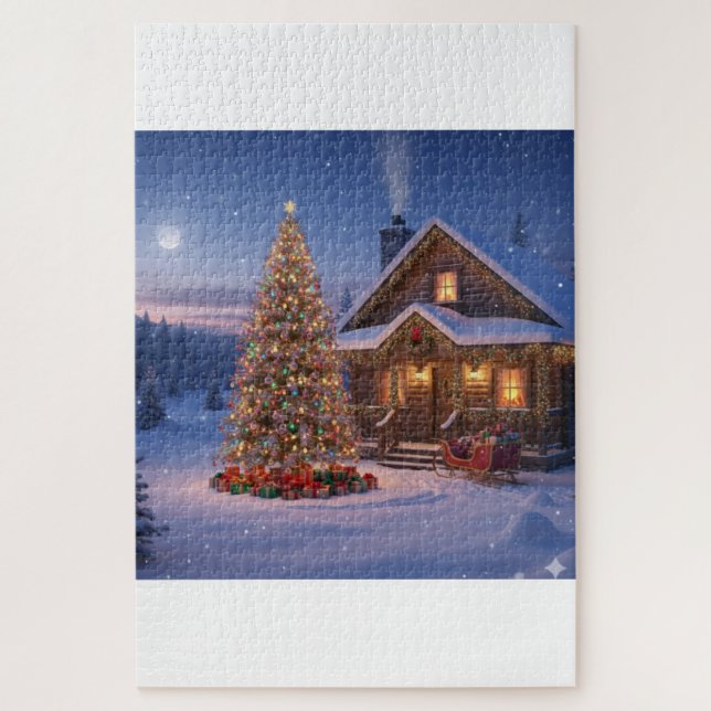 Quebra-cabeça Moonlit Christmas Eve-Cozy Puzzle Scene (Vertical)
