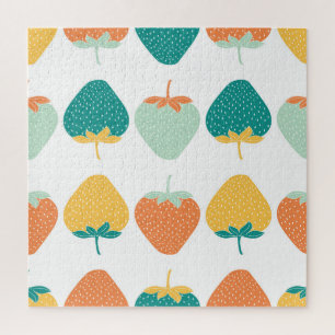 Quebra-cabeça Morangos Multicoloridos: Padrão De Fruta Vintage.