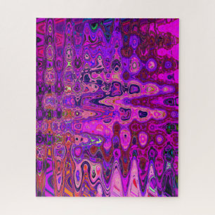 Quebra-cabeça Mosaico Abstrato Rosa e Roxo Ondulado Retro