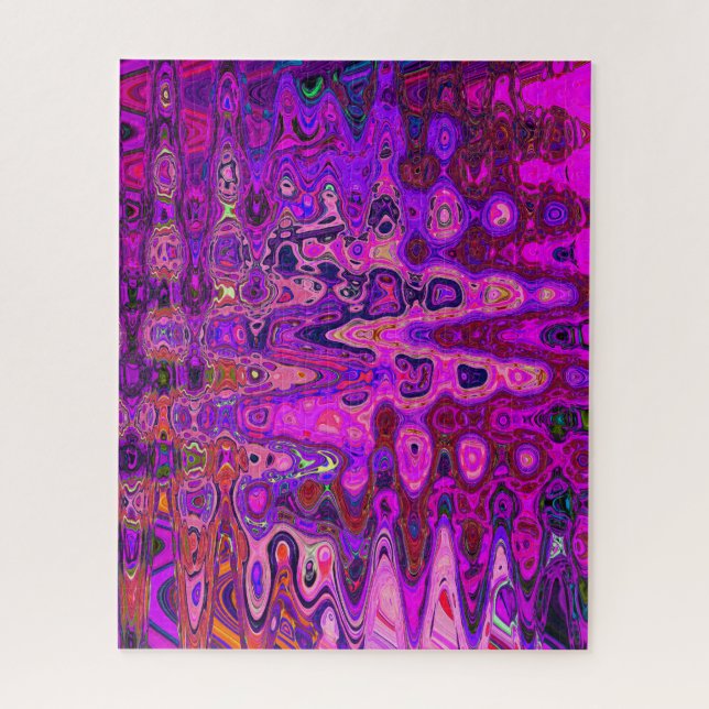 Quebra-cabeça Mosaico Abstrato Rosa e Roxo Ondulado Retro (Vertical)
