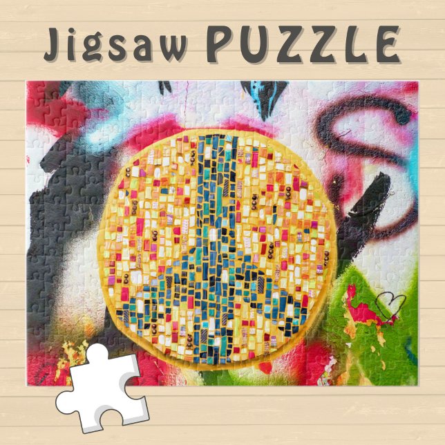 Quebra-cabeça Mosaico Amarelo da Paz no Muro de Grafite - (Criador carregado)