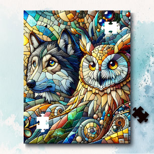 Quebra-cabeça Mosaico Azulejo Wolf and Owl