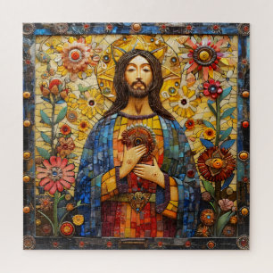 Quebra-cabeça Mosaico Colorido de Jesus Cristo