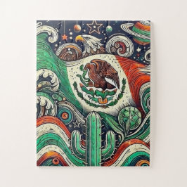 Quebra-cabeça Mosaico da bandeira mexicana