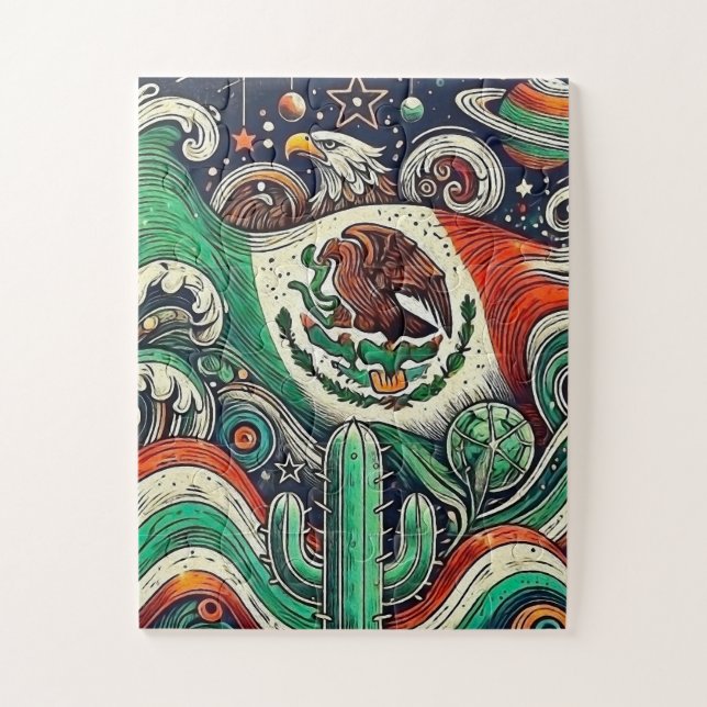 Quebra-cabeça Mosaico da bandeira mexicana (Vertical)