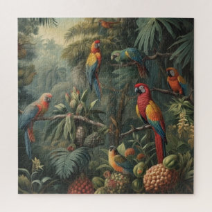 Quebra-cabeça Mosaico da Selva Arara-vermelha e Abacaxi