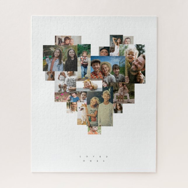 Quebra-cabeça Mosaico de Fotos em Formato de Coração (Vertical)