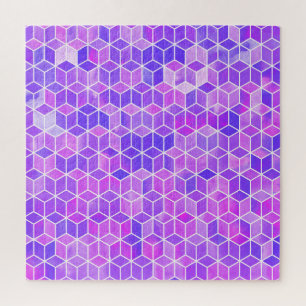 Quebra-cabeça Mosaico de Verão: Fusão de Cubo com Aquarela