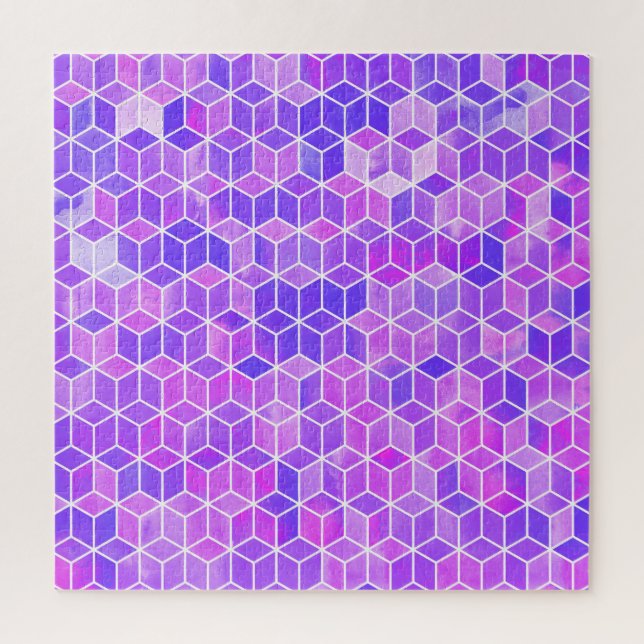 Quebra-cabeça Mosaico de Verão: Fusão de Cubo com Aquarela (Vertical)