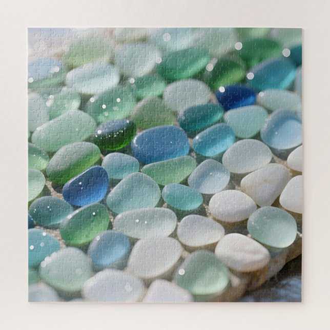 Quebra-cabeça Mosaico de Vidro do Mar Ocean Blues Tranquilo (Vertical)