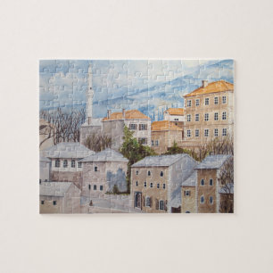 Quebra-cabeça Mostar, Bósnia - Pintura de Townscape Acrílico
