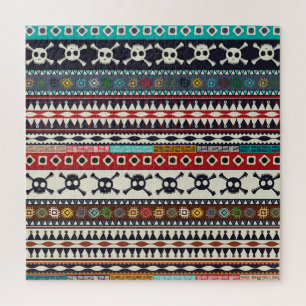 Quebra-cabeça Motif asteca, design de padrão sem costura