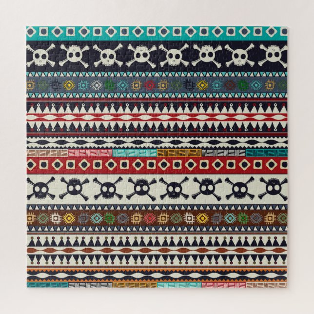 Quebra-cabeça Motif asteca, design de padrão sem costura (Vertical)