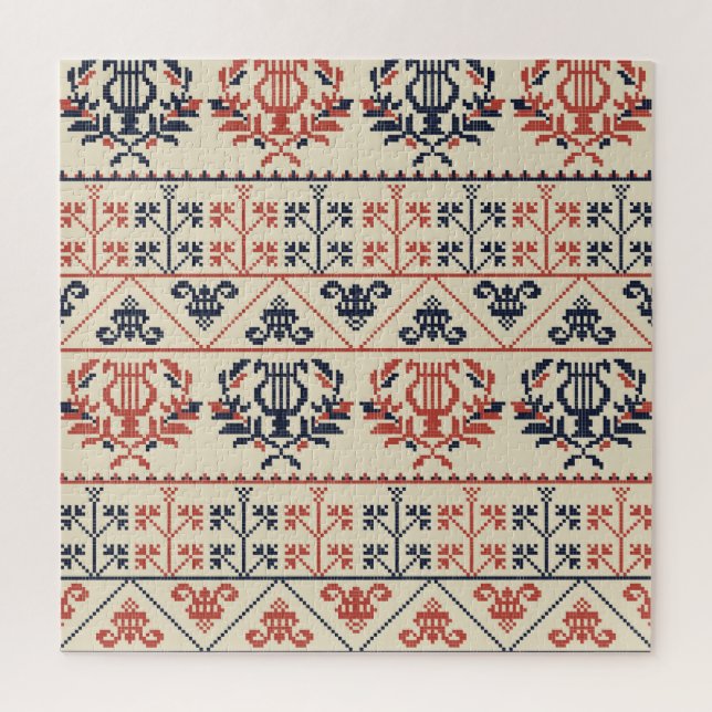 Quebra-cabeça Motif de bordados palestiniano, padrão sem costura (Vertical)