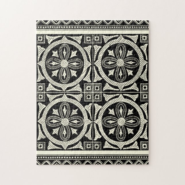 Quebra-cabeça Motif de Mandala Preto e Branco pelo Vision Studio (Vertical)