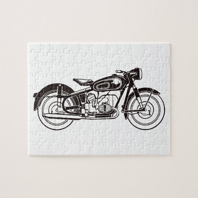 Quebra-cabeça Moto clássico preto e branco - PEQUENO (Horizontal)