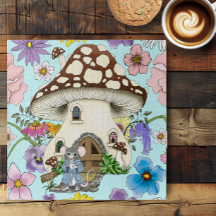 Quebra-cabeça Mousa Fantasia Caprichosa Casa Cogumelo Floral Azu