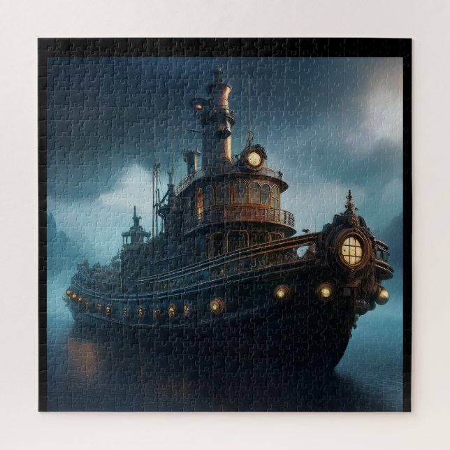 Quebra-cabeça Mousepad de Rebocador Steampunk em um Dia Nublado (Vertical)