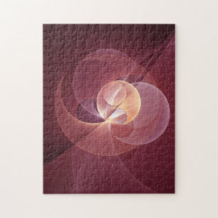 Quebra-cabeça Movimento Abstrato Moderno Vinho Vermelho Cor-de-r