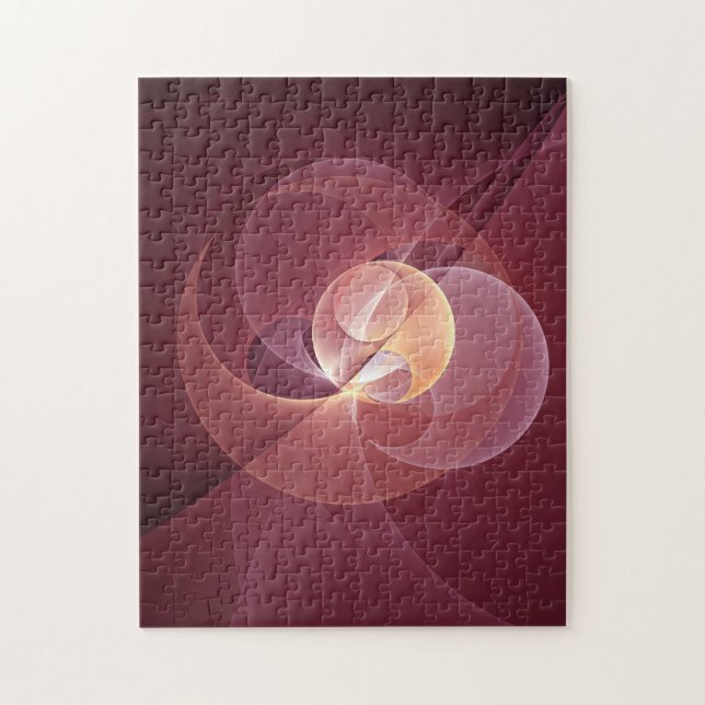 Quebra-cabeça Movimento Abstrato Moderno Vinho Vermelho Cor-de-r (Vertical)