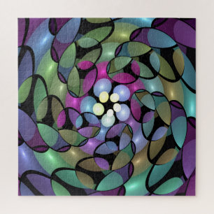 Quebra-cabeça Movimentos Coloridos Arte Fractal Abstrato