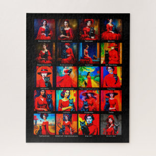 Quebra-cabeça Movimentos de Arte Preta de Vestido Vermelho