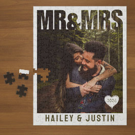 Quebra-cabeça Mr & Mrs Photo Block Heart Anniversary Name