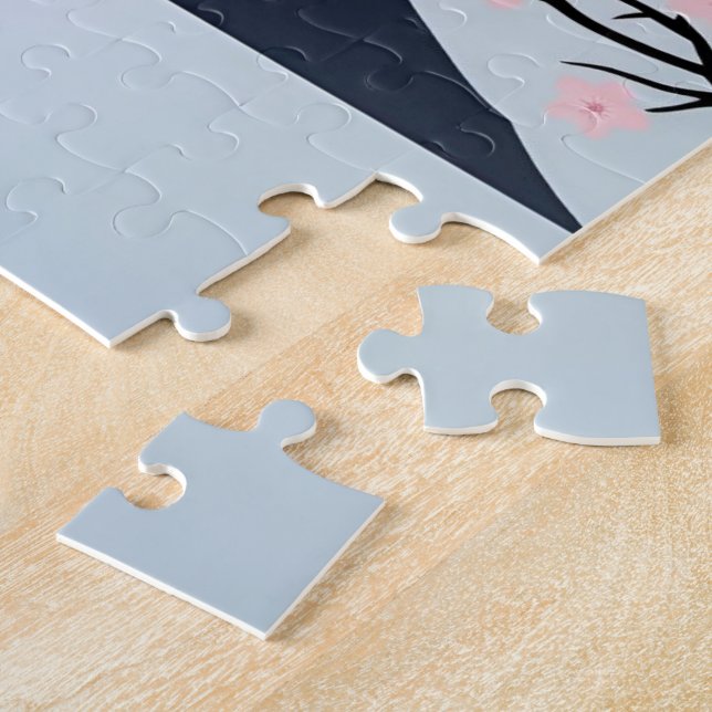Quebra-cabeça Mt. Fuji Cherry Blossom Minimalist Art Puzzle  (Lateral)