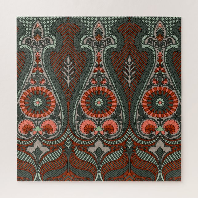 Quebra-cabeça Mughal Tradicional: Impressão, Design de tecelagem (Vertical)
