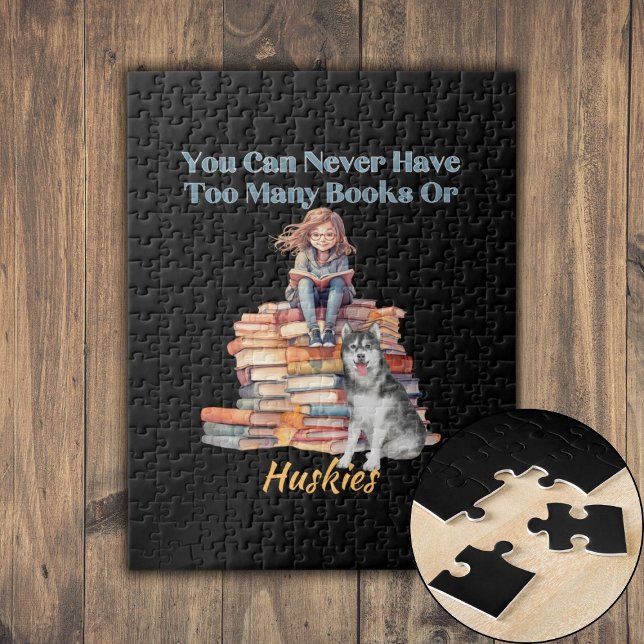 Quebra-cabeça Muitos Livros ou Huskies  (Too Many Books or Huskies Jigsaw Puzzle)