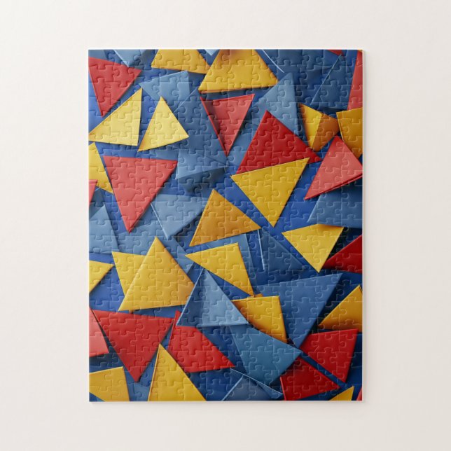 Quebra-cabeça Muitos triângulos em vermelho, amarelo e azul (Vertical)