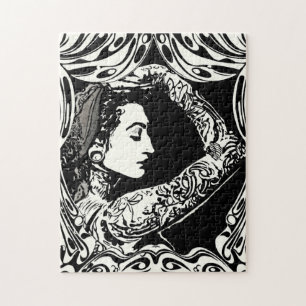 Quebra-cabeça Mulher aciganada Tattooed em preto e branco