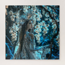 Quebra-cabeça Mulher Adorável em Orquídeas Brancas