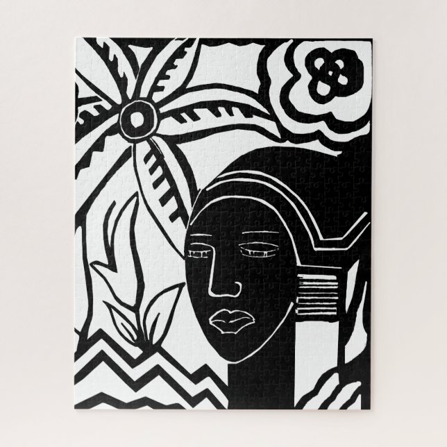 Quebra-cabeça mulher africana, abstrato, arte negra (Vertical)