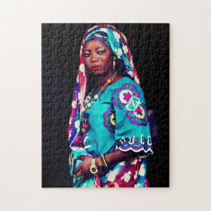 Quebra-cabeça Mulher africana Vestindo vestido de turquesa