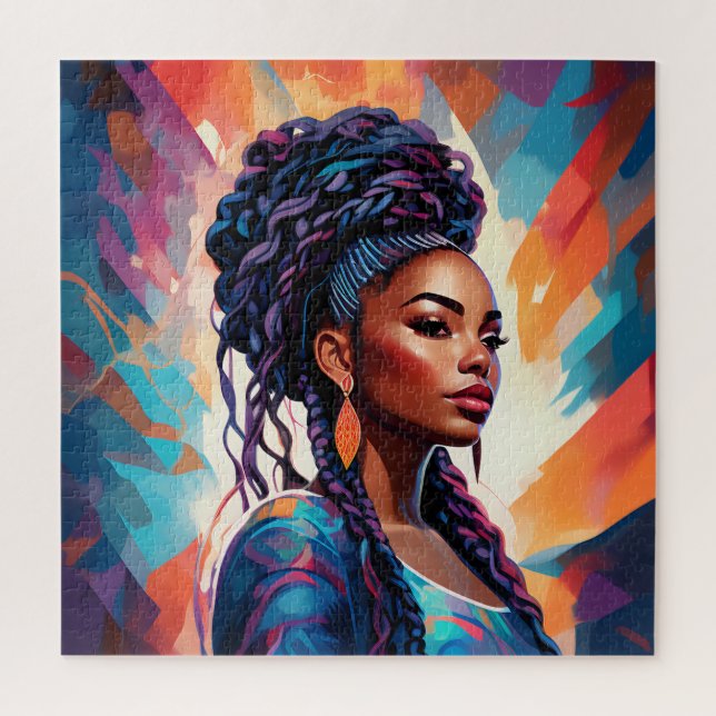 Quebra-cabeça Mulher afro-americana seu cabelo em uma coroa (Vertical)