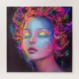 Quebra-cabeça Mulher alienígena com cabelo cósmico