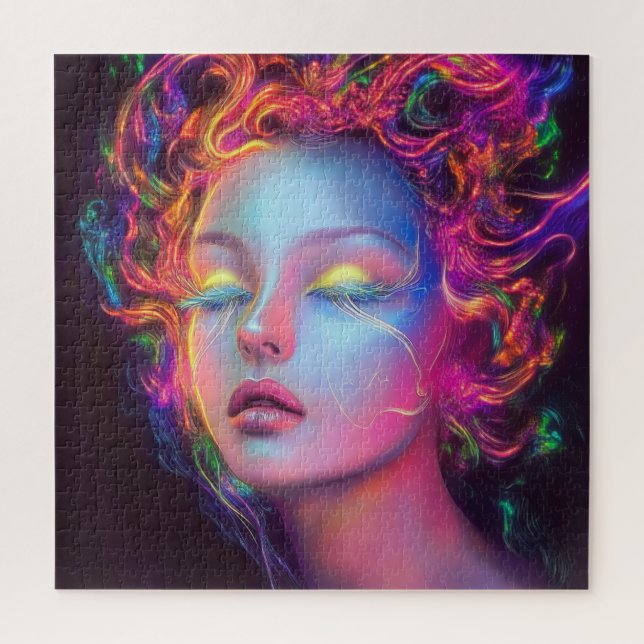 Quebra-cabeça Mulher alienígena com cabelo cósmico (Vertical)