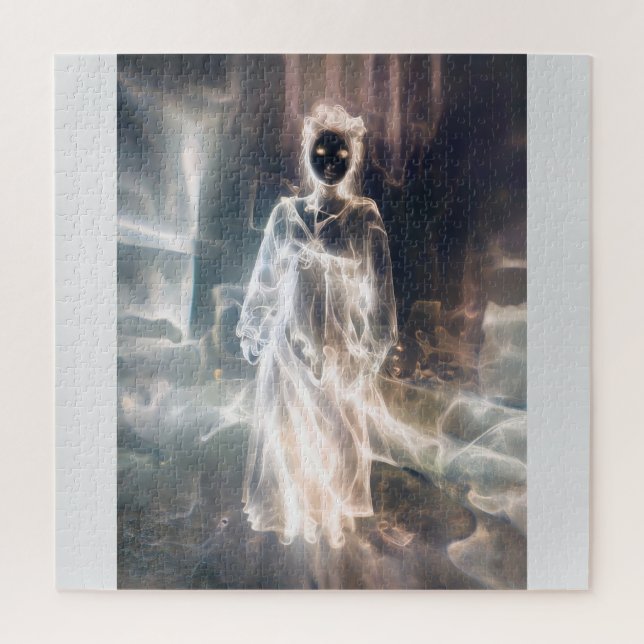 Quebra-cabeça Mulher alienígena fantasmagórica preto e branco gó (Vertical)