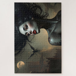 Quebra-cabeça Mulher Anjo Gótica - Arte Fantástica Escura