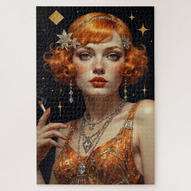 Quebra-cabeça Mulher Art Deco em Laranja (Vertical)